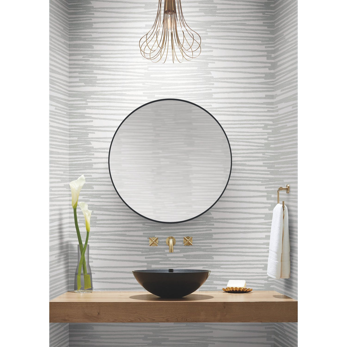 Burundi Thatch Grey Peel & Stick Wallpaper with Distressed Textures Pattern, Glam Global Style - York RMK12220PL