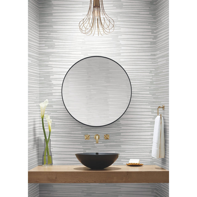 Burundi Thatch Grey Peel & Stick Wallpaper with Distressed Textures Pattern, Glam Global Style - York RMK12220PL