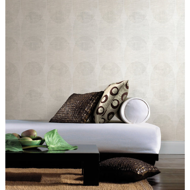Sahara Grey Peel & Stick Wallpaper with Geometric Elliptical Pattern, Modern Style - York RMK12224PLW