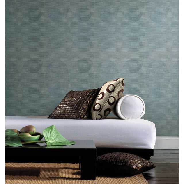 Sahara Blue Peel & Stick Wallpaper with Geometric Elliptical Pattern, Modern Style - York RMK12225PLW