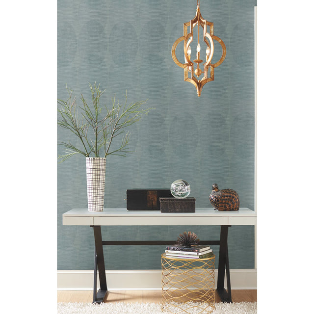 Sahara Blue Peel & Stick Wallpaper with Geometric Elliptical Pattern, Modern Style - York RMK12225PLW