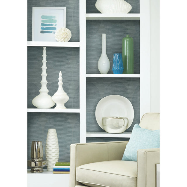 Sahara Blue Peel & Stick Wallpaper with Geometric Elliptical Pattern, Modern Style - York RMK12225PLW