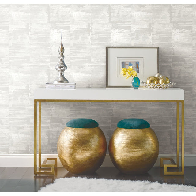 Congo Grey Peel & Stick Wallpaper with Global Texture Pattern, Glam Style - York RMK12227PLW
