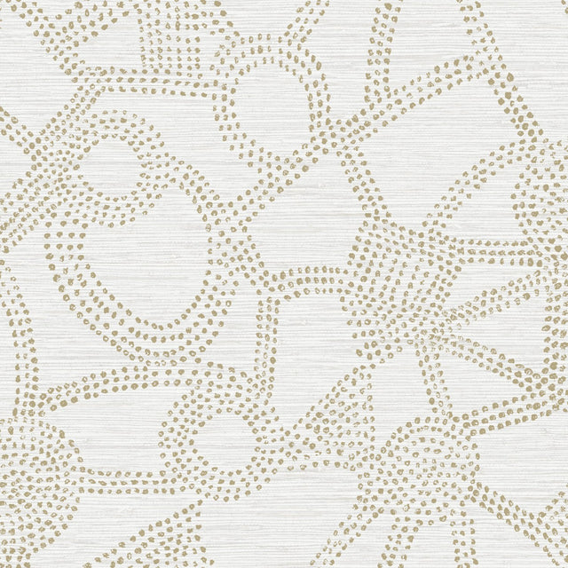 Amhara Taupe Peel & Stick Wallpaper with Metallic Abstract Dot Motif - York RMK12232PL