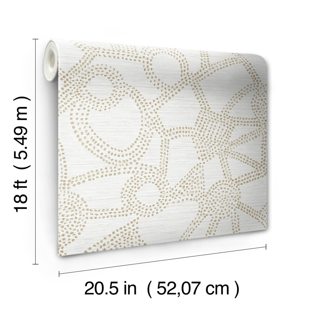 Amhara Taupe Peel & Stick Wallpaper with Metallic Abstract Dot Motif - York RMK12232PL