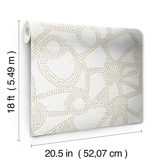 Amhara Taupe Peel & Stick Wallpaper with Metallic Abstract Dot Motif - York RMK12232PL
