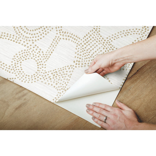 Amhara Taupe Peel & Stick Wallpaper with Metallic Abstract Dot Motif - York RMK12232PL