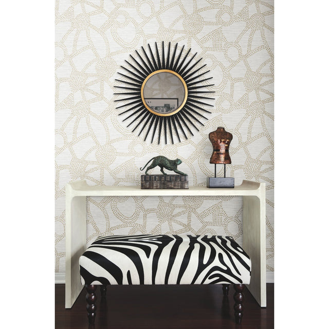 Amhara Taupe Peel & Stick Wallpaper with Metallic Abstract Dot Motif - York RMK12232PL