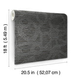 Amhara Grey Peel & Stick Wallpaper with Metallic Abstract Dot Linework - York RMK12234PL