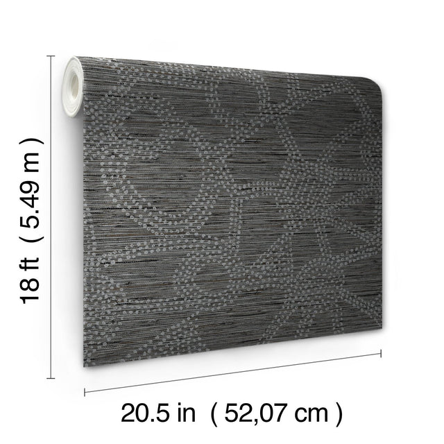 Amhara Grey Peel & Stick Wallpaper with Metallic Abstract Dot Linework - York RMK12234PL