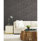 Amhara Grey Peel & Stick Wallpaper with Metallic Abstract Dot Linework - York RMK12234PL