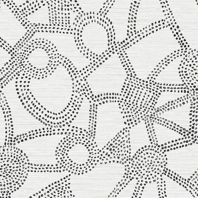 Amhara Black Peel & Stick Wallpaper with Abstract Dot Linework - York RMK12235PL