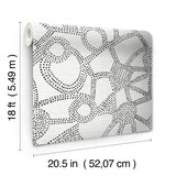 Amhara Black Peel & Stick Wallpaper with Abstract Dot Linework - York RMK12235PL
