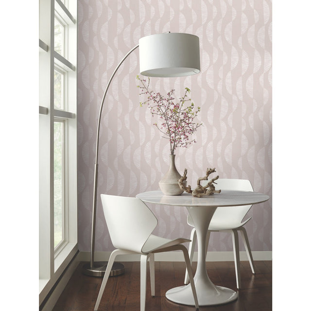 Seychelles Wave Pink Peel & Stick Wallpaper with Modern Ocean Novelty Pattern - York RMK12236PLW