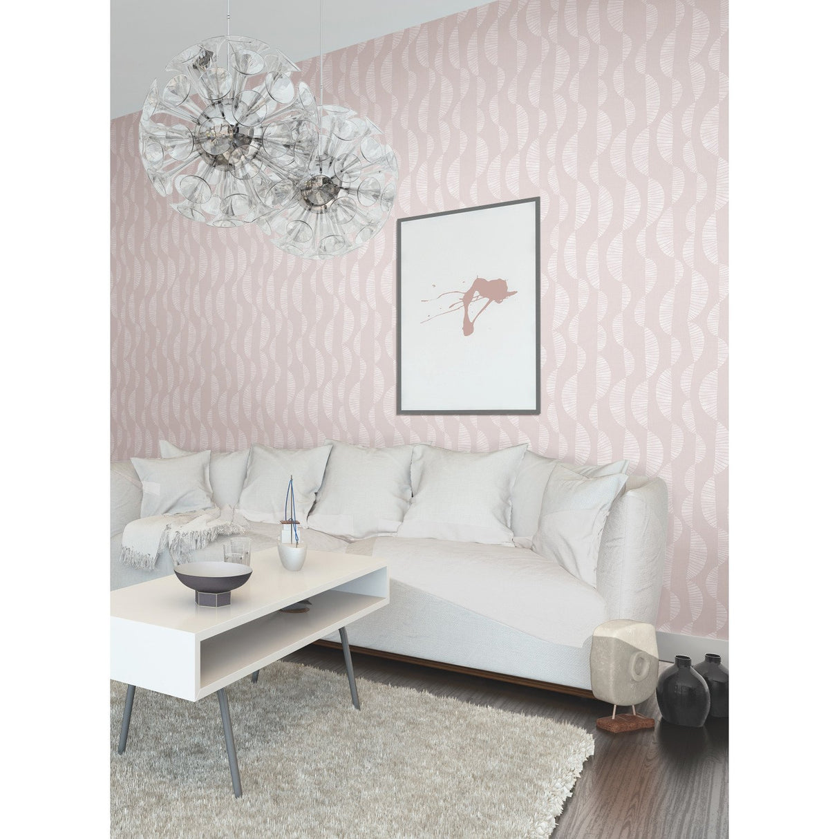 Seychelles Wave Pink Peel & Stick Wallpaper with Modern Ocean Novelty Pattern - York RMK12236PLW