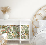 Tropical Zoo Green Peel & Stick Wallpaper with Tropical Botanical Animal Motif - York RMK12239WP