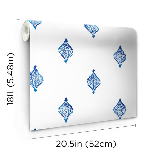 Watercolor Foulard Blue Peel & Stick Wallpaper
