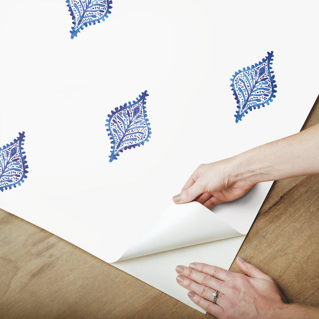Watercolor Foulard Blue Peel & Stick Wallpaper