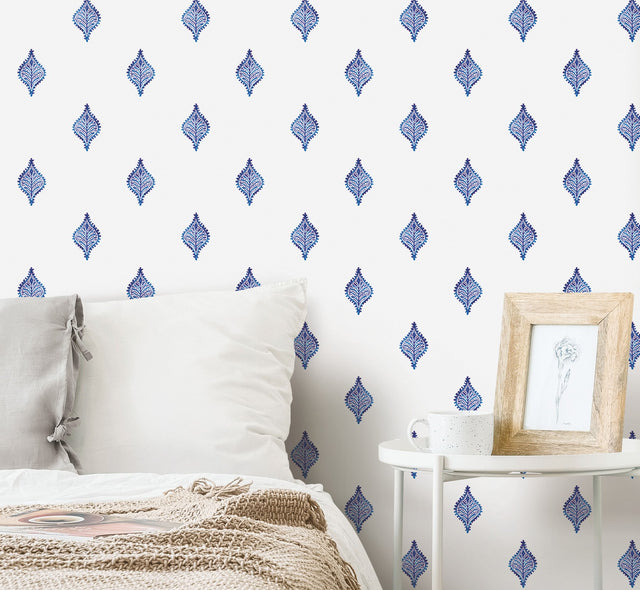 Watercolor Foulard Blue Peel & Stick Wallpaper