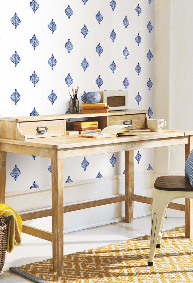 Watercolor Foulard Blue Peel & Stick Wallpaper
