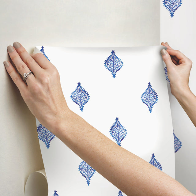 Watercolor Foulard Blue Peel & Stick Wallpaper