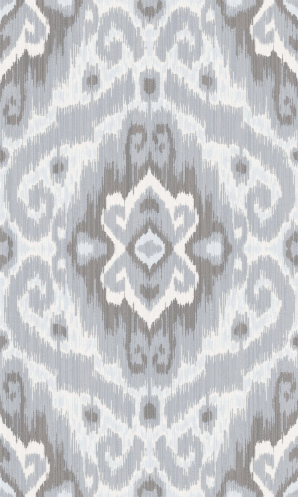 Bohemian Ikat Grey Peel & Stick Wallpaper with Botanical Leaves Pattern, Tropical Style - York RMK12250PLW