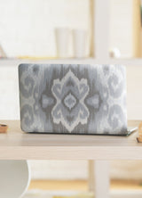 Bohemian Ikat Grey Peel & Stick Wallpaper with Botanical Leaves Pattern, Tropical Style - York RMK12250PLW
