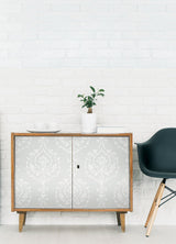 New Damask Grey Peel & Stick Wallpaper with Traditional Damask Pattern - York RMK12258PL