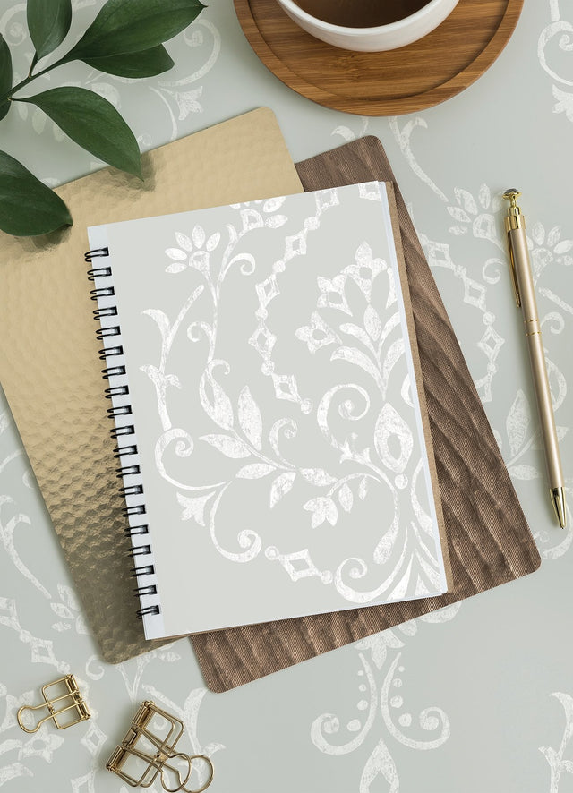 New Damask Grey Peel & Stick Wallpaper with Traditional Damask Pattern - York RMK12258PL