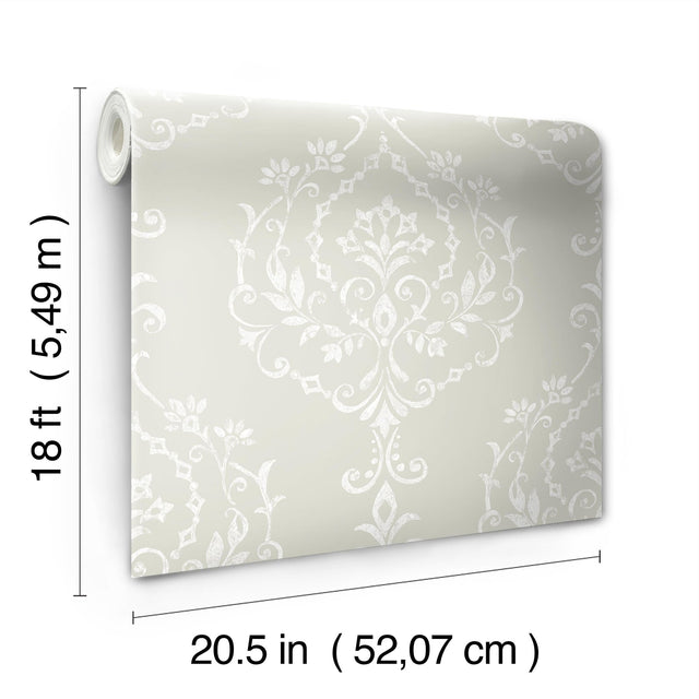 New Damask Taupe Peel & Stick Wallpaper