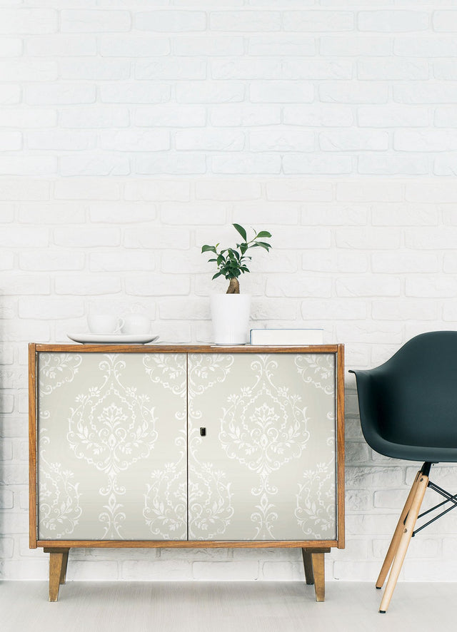 New Damask Taupe Peel & Stick Wallpaper