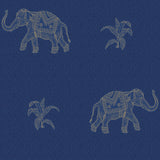 Elephant Walk Blue Peel & Stick Wallpaper with Metallic Animal Motif - York RMK12263PL