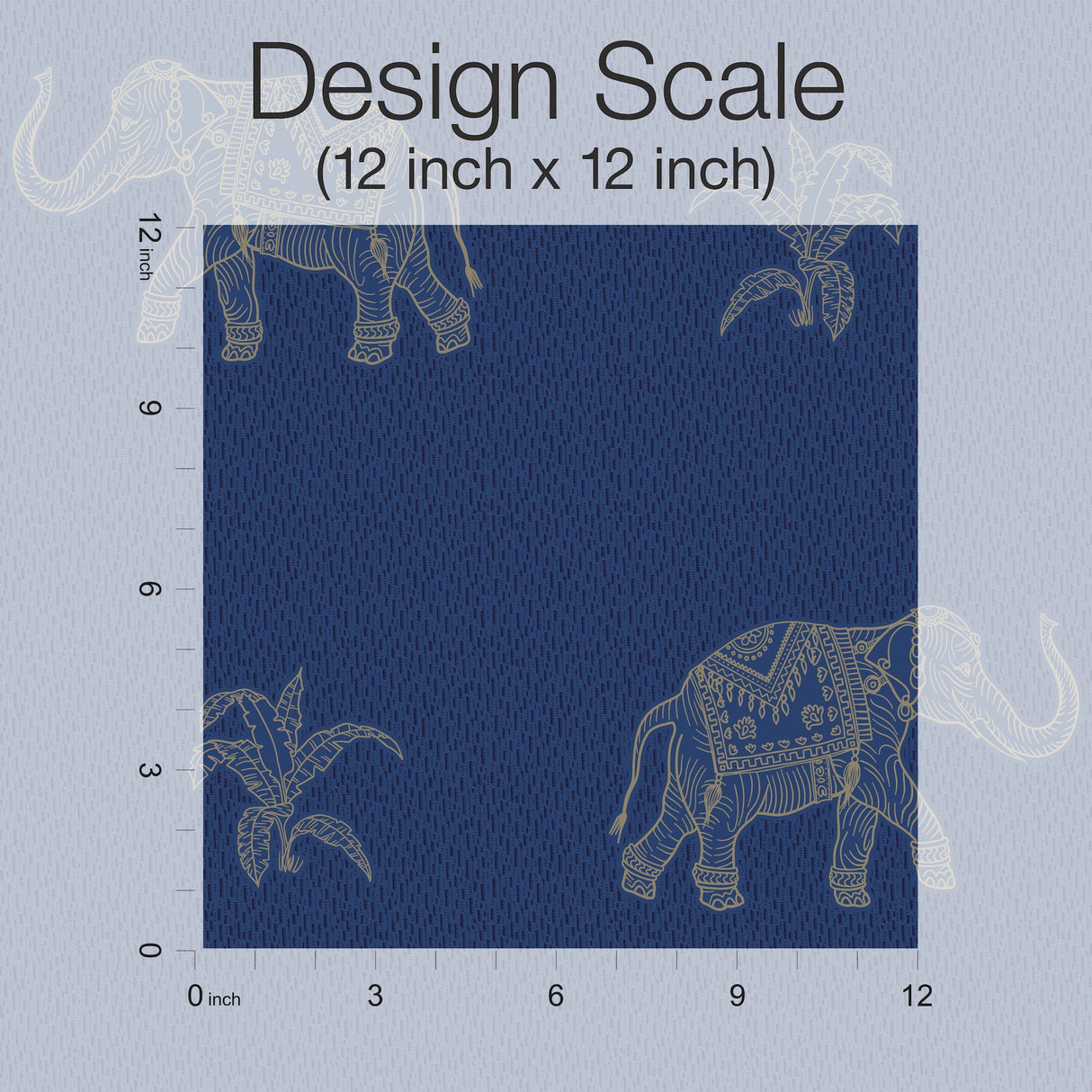 Elephant Walk Blue Peel & Stick Wallpaper with Metallic Animal Motif - York RMK12263PL