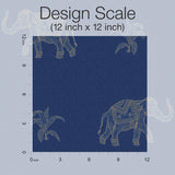 Elephant Walk Blue Peel & Stick Wallpaper with Metallic Animal Motif - York RMK12263PL