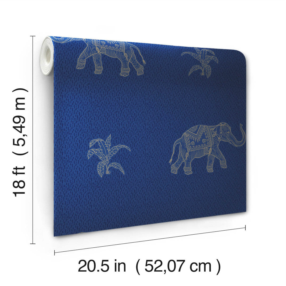 Elephant Walk Blue Peel & Stick Wallpaper with Metallic Animal Motif - York RMK12263PL