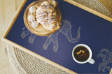 Elephant Walk Blue Peel & Stick Wallpaper with Metallic Animal Motif - York RMK12263PL