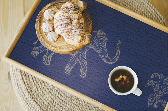 Elephant Walk Blue Peel & Stick Wallpaper with Metallic Animal Motif - York RMK12263PL