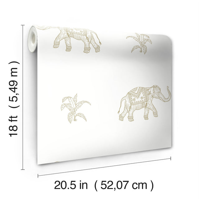 Elephant Walk White Peel & Stick Wallpaper