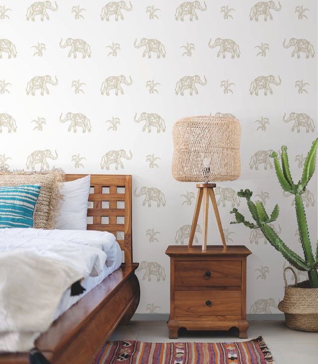 Elephant Walk White Peel & Stick Wallpaper