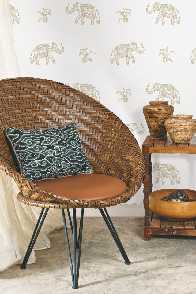 Elephant Walk White Peel & Stick Wallpaper