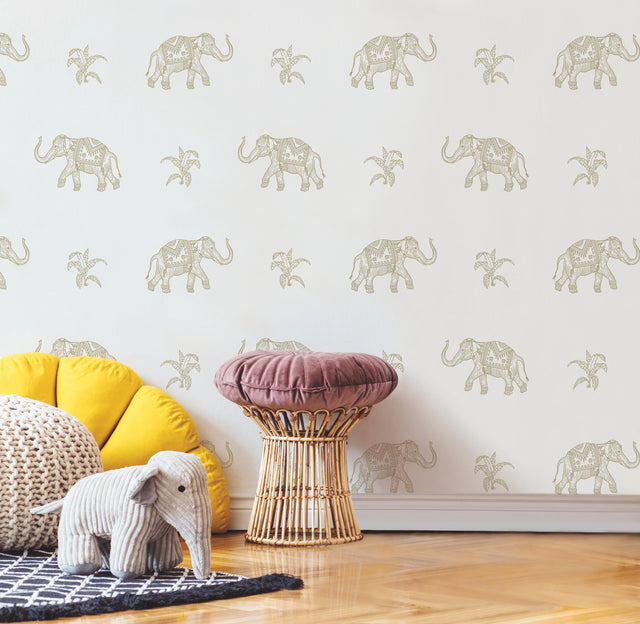 Elephant Walk White Peel & Stick Wallpaper