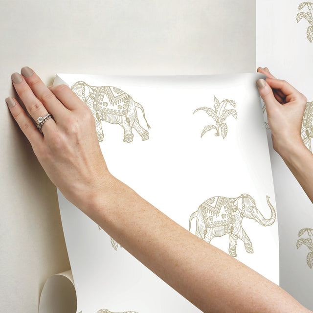 Elephant Walk White Peel & Stick Wallpaper