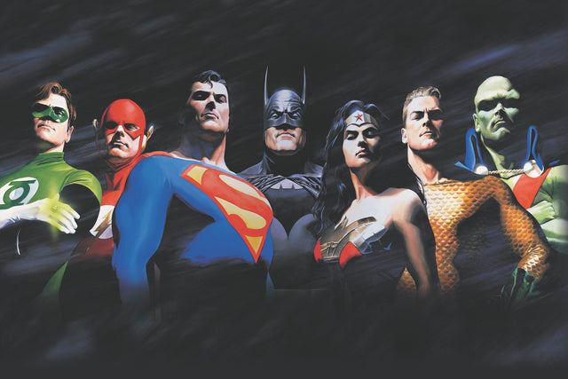 Alex Ross Justice League Multicolor Peel & Stick Wall Mural with Whimsical Licensed Novelty Style - York RMK12269M