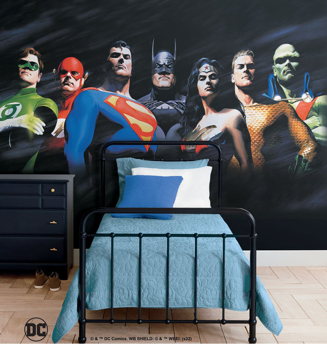 Alex Ross Justice League Multicolor Peel & Stick Wall Mural with Whimsical Licensed Novelty Style - York RMK12269M