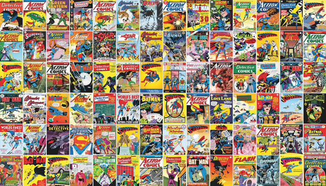 Classic DC Comics Covers Multicolor Peel & Stick Wall Mural with Whimsical Licensed Novelty Pattern - York RMK12271M