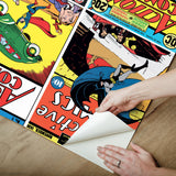 Classic DC Comics Covers Multicolor Peel & Stick Wall Mural with Whimsical Licensed Novelty Pattern - York RMK12271M