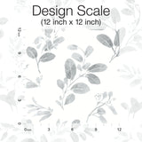 Dancing Leaves Grey Peel & Stick Wallpaper with Whimsical Botanical Flowers Pattern - York RMK12272PL