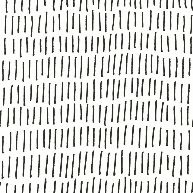 Tick Marks Black Peel & Stick Wallpaper with Geometric Abstract Motif - York RMK12275PL