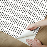 Tick Marks Black Peel & Stick Wallpaper with Geometric Abstract Motif - York RMK12275PL