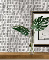 Tick Marks Black Peel & Stick Wallpaper with Geometric Abstract Motif - York RMK12275PL